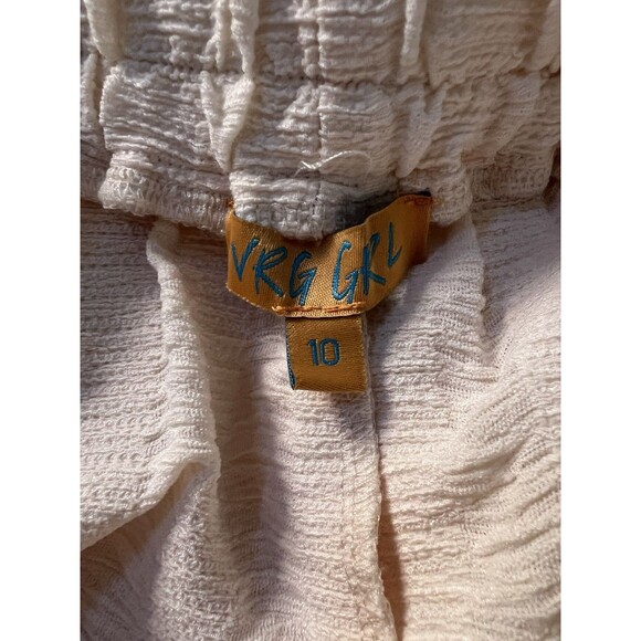 Vrg Grl Wide Leg Cream Pants Pull On Lounge Textured Quiet Luxury Size 10 - Picture 4 of 8